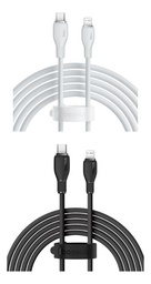 Baseus kit 2 Cables Tipo C-ip 1.2 Metros 20w Color Blanco + color negro Carga Rápida Material Flexible Y Resistente 50% De Pila En 30min Cargador Para iPhone