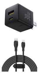Baseus Cable Tipo C-ip 1.2 Metros 20w cargador para iphone + cubo de carga Color negro Carga Rápida cable Material Flexible Y Resistente 50% De Pila En 30min
