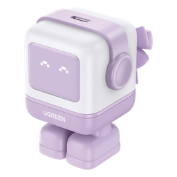 Cargador Mini GaNRobot 30W serie Nexode | 1 USB-C de Carga Rápida | Tecnología GaN II | Multiprotocolo PD/QC/SCP/FCA | Carga Inteligente | Pantalla LED | Zapato Magnético Extraíble | Thermal Guard | Color Lila.