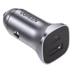 Cargador de Auto 24W | Puerto USB-A y USB-C | Carga Rápida | Compatible con Vehículos de 12 y 24 VCD | PD3.0 + QC3.0 | Indicador Led | Diseño Compacto | Chip Inteligente | Caja de Aluminio.