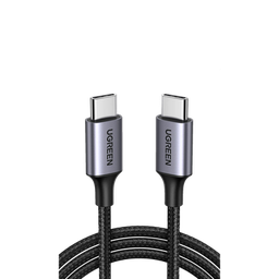 Cable USB-C a USB-C | 2 Metros | Transferencia de datos de 480 Mbps | Carga Rápida de hasta 60W | QC 4.0/3.0/2.0 | PD3.0 | FPC | AFC | Protección Integrada | Caja de Aluminio | Nylon Trenzado | Color Negro.