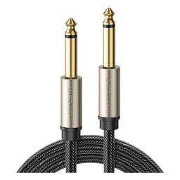 Cable de Audio Mono 6.35mm (1/4) Macho a 6.35mm (1/4) Macho / 10 Metros / Núcleo de Cobre / Blindaje Interno / Nylon Trenzado / Color Negro