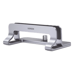 Soporte Vertical para Laptop / Adecuado para escritorio / Anchura Ajustable (12-26mm) / Amplia compatibilidad / Anti-Arañazos / Anti-Deslizante /Ajustable Mediante Tornillos / Color Plata / Aluminio + Silicona