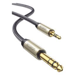 Cable Audio Estéreo 3.5mm (1/8) TRS a 6.35mm (1/4) TS / 1 Metro / Audio de Hi-Fi / Trenza de Nylon / Blindaje Múltiple / Caja de Aleación Zinc / Núcleo de Cobre Puro / Compatibilidad Universal