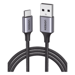 Cable USB-A a USB-C / 2 Metros / Transferencia de datos de 480 Mbps / Carga Rápida / QC 4.0/3.0/2.0 / FPC / AFC / Protección Integrada / Caja de Aluminio / Nylon Trenzado / Color Negro.