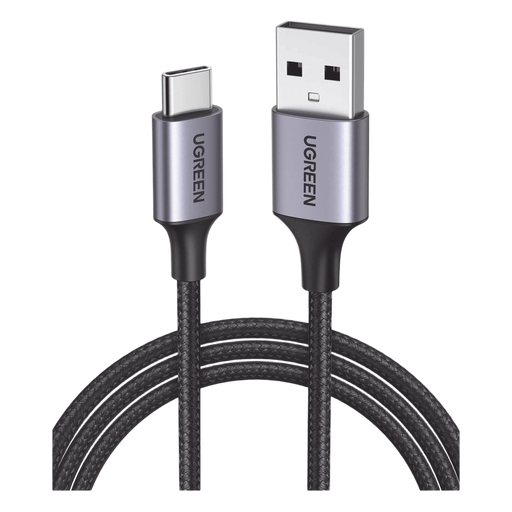 Cable USB-A a USB-C / 2 Metros / Transferencia de datos de 480 Mbps / Carga Rápida / QC 4.0/3.0/2.0 / FPC / AFC / Protección Integrada / Caja de Aluminio / Nylon Trenzado / Color Negro.