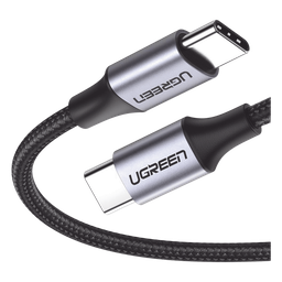 Cable USB-C a USB-C / 1 Metro / Transferencia de datos de 480 Mbps / Carga Rápida de hasta 60W / QC 4.0/3.0/2.0 / PD3.0 / FPC / AFC / Protección Integrada / Caja de Aluminio / Nylon Trenzado / Color Negro.