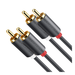 Cable de Audio 2 RCA Macho a 2 RCA Macho / 3 Metros / Color Negro / Alta Calidad /Anillos de goma para asegurar un agarre firme al instalar o quitar el cable