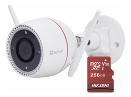 Ezviz Cámara Tipo Bala Ip 3MP Wifi C3TN3-256 + MicroSD De 256GB Visión Nocturna en Color Detección humana Y Seguimiento Inteligente Ideal Para Uso Exterior Con Sirena C3TN6