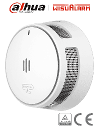 DAHUA WISUALARM DHI-HY-SA40A - Detector de Humo Standalone (Autonomo), Sensor Fotoeléctrico, Sonido de Alarma de 85dB, Batería Sellada de hasta 10 años, Alarma Visual y Audible, Certificaciones TÜV and CE