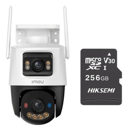 Kit cronos cámara de seguridad imou IP PT IPC-S7XFN-8U0WED wifi cruiser dual 8MP Imagen a color 24/7 audio bidireccional alarma AUTO TRACKING + microsd 256GB + accesorios kit CCTV IPC-S7XFN-PLUS-256