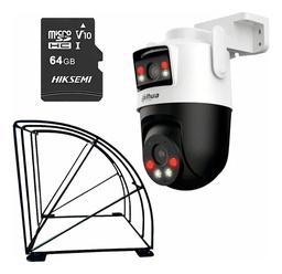 dahua Cámara de seguridad IP PT IPC-WPT1539DD-SW-5E2-PV wifi cruiser dual 10MP fullcolor audio bidireccional AUTO TRACKING + MicroSD 64GB + protección metálica + accesorios CCTV WPT1539D-PLUS-64
