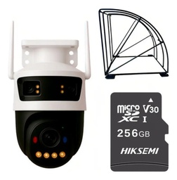 Kit cronos cámara de seguridad IMOU IPC-S7UN-11M0WED Triple lente 11MP 5+3+3 IP PT Wifi full Color Audio doble vía + MicroSD 256GB + protección metálica + accesorios kit CCTV IPC-11MOWED-256