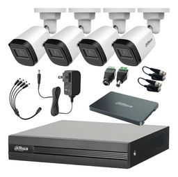 Kit DHT0250010 CCTV Dahua KITXVR1B04-2MP de 4 Canales 2 MP con 4 Camaras B1A21 1080P + SSD de 500GB