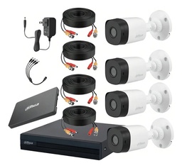Kit Videovigilancia Cronos 4 Cámaras Dahua Bala B1a11 1mp + SSD 1Tb + cables + Accesorios - Kit Cctv Kitxvr1b04cc-1TB (dvr Dahua Xvr1b04-i Circuito Cerrado)
