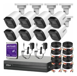 Dahua DHT0250010 Kit de Video Vigilancia 8 Cámaras 2 MP con Disco Duro WD Purple de 2TB + Cables - Kit DH-KIT8CH-2MP-PLUS-2TBCC