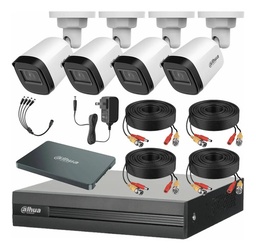 Dahua Kit CCTV DHT0250010 4 Cámaras 2 Mp  + SSD Dahua de 1TB - Kit de Video Vigilancia con Accesorios Incluidos Cámaras de Seguridad con Detección de Movimiento DH-KIT4CH-2MP-PLUS-1TB4CC