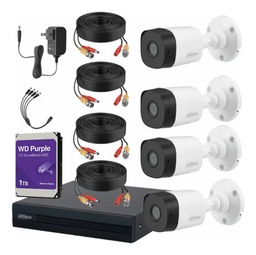 Kit Videovigilancia Cronos 4 Cámaras Dahua Bala B1a11 1mp Hdd 1Tb western digital Kit Cctv XVR1B04-I1MP 1TB (dvr Dahua Xvr1b04-i Circuito Cerrado)