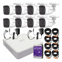 Epcom B8-KIT-MIC Kit de Videovigilancia Epcom 8 Cámaras Bala B8-TURBO-G2/A 2 MP Metálicas Micrófono + HDD WD Purple 3 TB + Cables + Accesorios - Kit CCTV B8-KIT-MED-CC (DVR  Epcom S08-TURBO-M1 Circuito Cerrado)