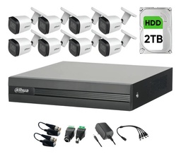 Kit Videovigilancia Cronos 8 Cámaras Dahua Metálicas Bala B2A51 5 Mp + Hdd 2 Tb + Transceptores + Accesorios - Kit CCTV B2A51-LOW-SC (DVR XVR1B08H-I Circuito Cerrado)