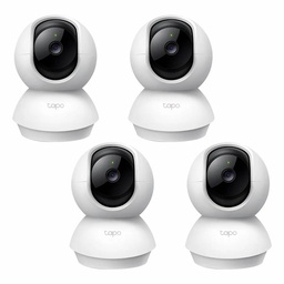 Kit Videovigilancia Cronos 4 Cámaras TAPO C200C 1080p Full HD Wi-Fi Audio Bidireccional / Cobertura 360° con Seguimieto Inteligente y Modo Privacidad + Accesorios - Circuito Cerrado
