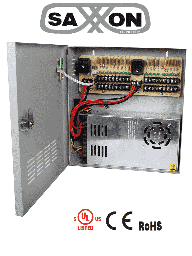 SAXXON PSU1230D18- FUENTE DE PODER 12V CD/ 30 AMP/ DISTRIBUIDOR 18 CAMARAS/ 1.65 AMPERES POR CANAL