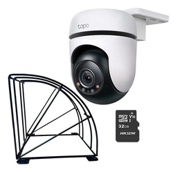 Kit Cronos Cámara TP-LINK C520WS WIFI 2K 4MP + Estructura Metalica + MicroSD 32GB - Kit CCTV C520WS-PROTEC-32 Cámara Exterior Con Visión Nocturna a Color Rotación 360° Con Audio Doble Vía + Detección de personas