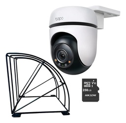 Kit Cronos Cámara TP-LINK C520WS WIFI 2K 4MP + Estructura Metalica + MicroSD 256GB - Kit CCTV C520WS-PROTEC-256 Cámara Exterior Con Visión Nocturna a Color Rotación 360° Con Audio Doble Vía + Detección de personas