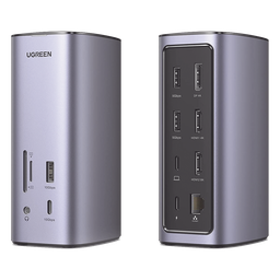HUB USB-C (Docking Revodok Pro) 12 en 1 | 2 USB-A 3.0 | 1 USB-C PD Carga 100W | 1 USB-A 3.1 | 1 USB-C 3.1 | HDMI 4K | HDMI 8K Ultra HD | Display Port 4K | RJ45 (Gigabit) | Lector Tarjeta SD + Micro SD (TF) | Jack Audio 3.5mm.