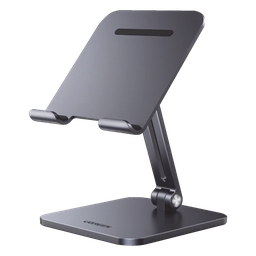 Soporte de Aluminio para IPad & Tablet | Plegable |Angulo Ajustable de 180° y 270° | Base Antideslizante | Protección  de Silicona | Amplia Compatibilidad con dispositivos de 7.9'' a 12.9'' | Aluminio Solido | Color Gris