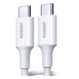 Cable USB-C a USB-C | 1 Metro | Carga Rápida de hasta 60W | Transferencia de datos de 480 Mbps | PD3.0 | QC 4.0/3.0/2.0 | FPC | AFC | Duradero y Flexible| Caja ABS | Cubierta de TPE | Color Blanco.