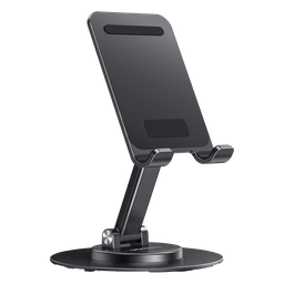 Soporte para Teléfono Celular Giratorio | 360° de Rotación | Angulo Ajustable | Altura Ajustable 17-20cm  | Antideslizante | Ejes Giratorios de Alta Precisión| Plegable | Aluminio | Color Gris