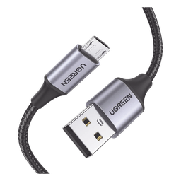 Cable USB-A a Micro USB | 1 Metro | Carga Rápida | QC 3.0/2.0 | FPC | AFC | Transferencia de datos de 480 Mbps | Recarga hasta 18W | Protección Integrada | Caja de Aluminio | Nylon Trenzado | Color Negro.
