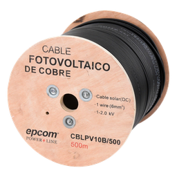 Carrete de 500 Metros / Cable Fotovoltaico Negro / 6mmｲ (10AWG) / Material COBRE /  2000 Vcc