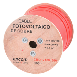 Carrete de 500 Metros / Cable Fotovoltaico Rojo  / Material COBRE / 6mmｲ (10AWG) / 2000 Vcc