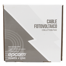 Cable Fotovoltaico Negro / Cobre Estado / 6 mmｲ (10 AWG) / 2000V / Rollo de 100m / / UL 4703 y TUV