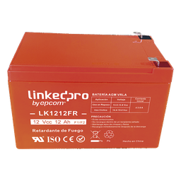 Batería 12 Vcc / 12 Ah / UL / AGM-VRLA / Retardante a la flama / Para uso en equipo electrónico, Alarmas de intrusión / Incendio/ Control de acceso / Video Vigilancia / Terminales tipo F2 / Cargador recomendado CHR-80.