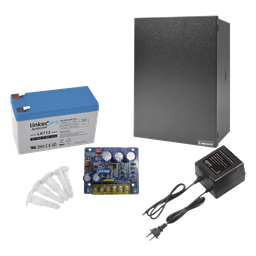 Kit con fuente PLB3 con salida de 12 Vcc a 4 Amper, incluye transformador y batería de 12 V a 7 Amper 