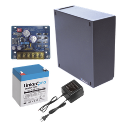 Kit con fuente PLB2 con salida de 12 Vcc a 2.5 Amper, incluye transformador y batería de 12 V a 5.5 Amper 