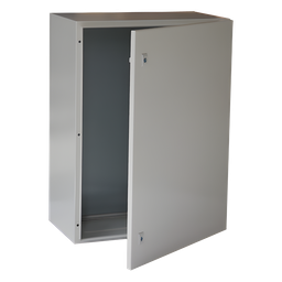 Gabinete de Acero IP66 Uso en Intemperie (400 x 600 x 250 mm) con Placa Trasera Interior Metálica y Compuerta Inferior Atornillable (Incluye Chapa y Llave T).
