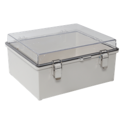 Gabinete Plástico ABS, Puerta Transparente, Uso en Intemperie (350 x 460 x 160 mm) Cierre por Broches Inoxidables y Permite Cerrado con Candado y Llave (Perno 5mm) No Incluido