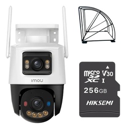 imou Cámara de seguridad IP PT IPC-S7XFN-8U0WED wifi cruiser dual 8MP fullcolor audio bidireccional alarma AUTO TRACKING + MicroSD 256GB + protección metálica + accesorios kit CCTV IPC-S7XFN-PLUS-256