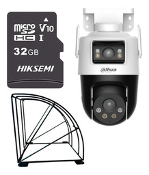 dahua Cámara de seguridad IP PT IPC-WPT1539DD-SW-5E2-PV wifi cruiser dual 10MP fullcolor audio bidireccional AUTO TRACKING + MicroSD 32GB + protección metálica + accesorios CCTV WPT1539D-PLUS-32