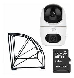 Kit videovigilancia Cronos Cámara Dahua IP PT HPT1339DD-STW-3E2-IL 6MP Audio WiFi + Estructura Metalica + MicroSD 64GB - Kit CCTV DH-3E2IL-PROTEC-64 Cámara Dual Deteccion de Humanos y Mascotas Disuación activa Y AutoTrackingactiva