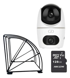 Kit videovigilancia Cronos Cámara Dahua IP PT HPT1339DD-STW-3E2-IL 6MP Audio WiFi + Estructura Metalica + MicroSD 128GB - Kit CCTV DH-3E2IL-PROTEC-128 Cámara Dual Deteccion de Humanos y Mascotas Disuación activa Y AutoTrackingactiva