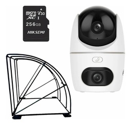 Kit videovigilancia Cronos Cámara Dahua IP PT DH-HPT1539DD-STW-5E2-IL 10MP Audio WiFi + Estructura Metalica + MicroSD 256GB - Kit CCTV DH-5E2-PROTEC-256 Cámara Dual Deteccion de Humanos y Mascotas Disuación activa Y AutoTrackingactiva