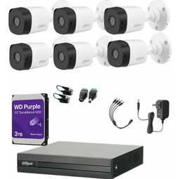 Kit Videovigilancia Cronos 6 Cámaras Dahua Bala B1a11 1mp + Hdd 3tb + Baluns + Accesorios - Kit Cctv Kitxvr1b04-6sc-3tb (dvr Dahua Xvr1b08-i Circuito Cerrado)