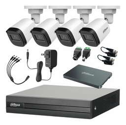 Dahua Kit CCTV DHT0250010 4 Cámaras 2 Mp  + SSD Dahua 1TB Kit de Video Vigilancia con Accesorios Incluidos Cámaras de Seguridad con Detección de Movimiento DH-KIT4CH-2MP-PLUS-1TB4SC