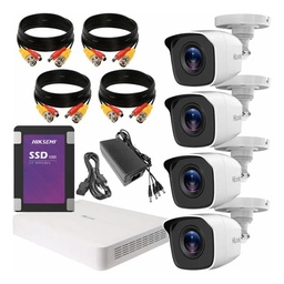 2336629247 Kit Videovigilancia Hilook By Hikvision 4 Cámaras Bala B110 Metálicas 720p + SSD 500gb + Cables + Accesorios - Kit Cctv Kit7204bm-low-cc (dvr Hilook 104g-k1 Circuito Cerrado)