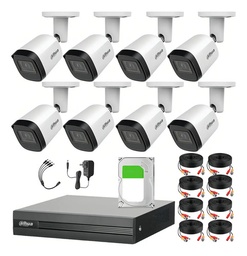 Kit Videovigilancia Cronos 8 Cámaras Dahua Bala Metalica B2A21N-U 2MP + 2TB HDD + Cables - Kit CCTV B2A21N-LOW-CC (DVR Dahua DH-XVR1B08-I Circuito Cerrado)